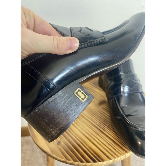 MARC JACOBS Black Leather Logo Heel Loafers Made in Italy Size 37 (US 6) - Picture 4 of 13